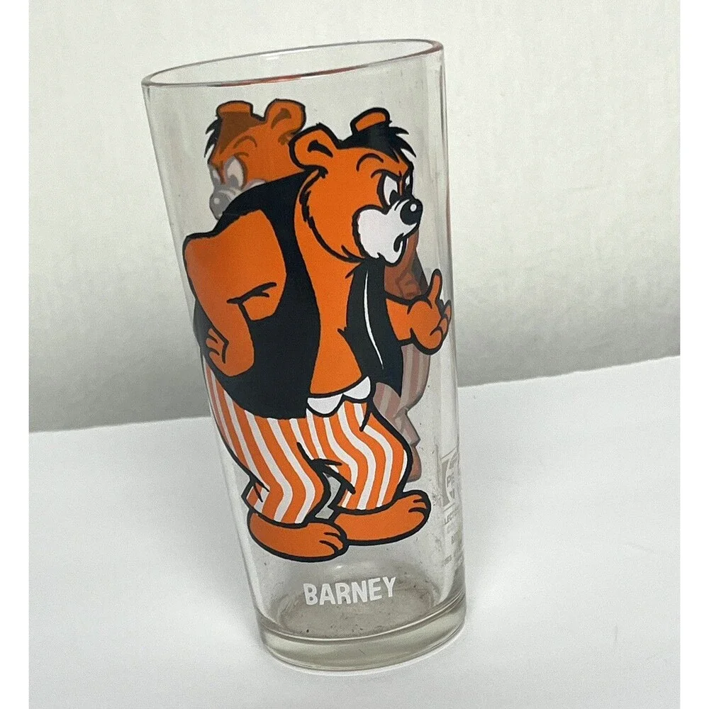 Cartoon Glass Vintage 70s Barney Bear Character Pepsi Collector‎ Series Made USA